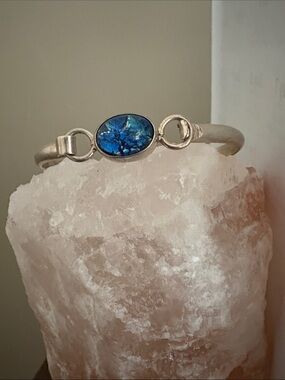 Sterling Silver Bracelet with Blue Oval Stone